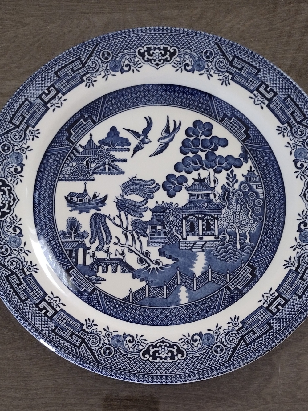 Vintage Churchill Blue Willow Ceramic Dinner Plate